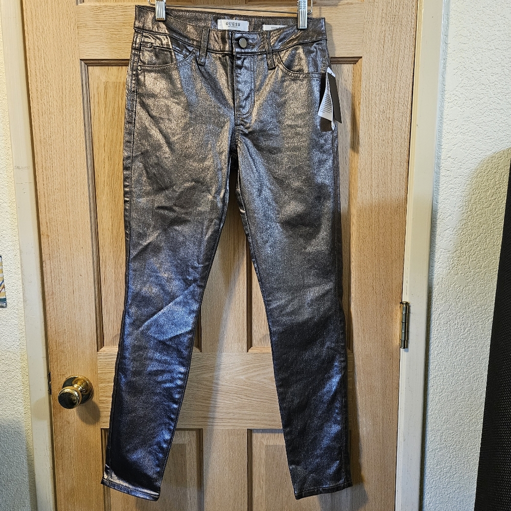 Size 26 Guess Metallic Silver Jeans